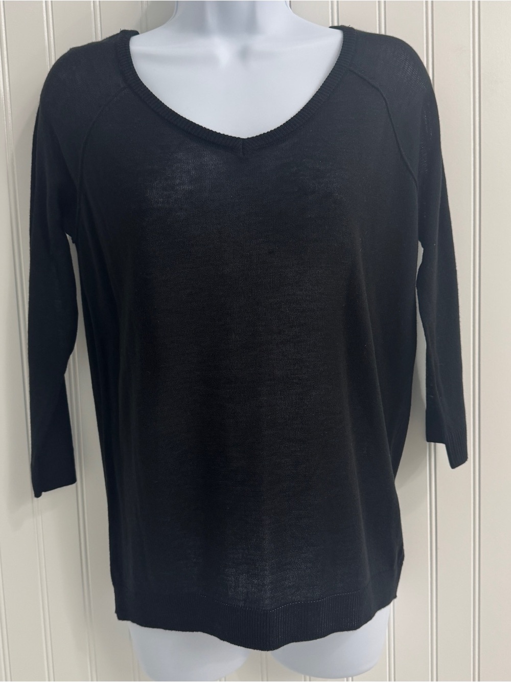 Classic Black V-Neck Lightweight Sweater